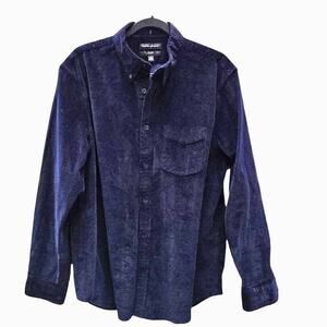 Banana Republic Mens Button Down Navy Blue Corduroy Stretch Fall Autumn Layering